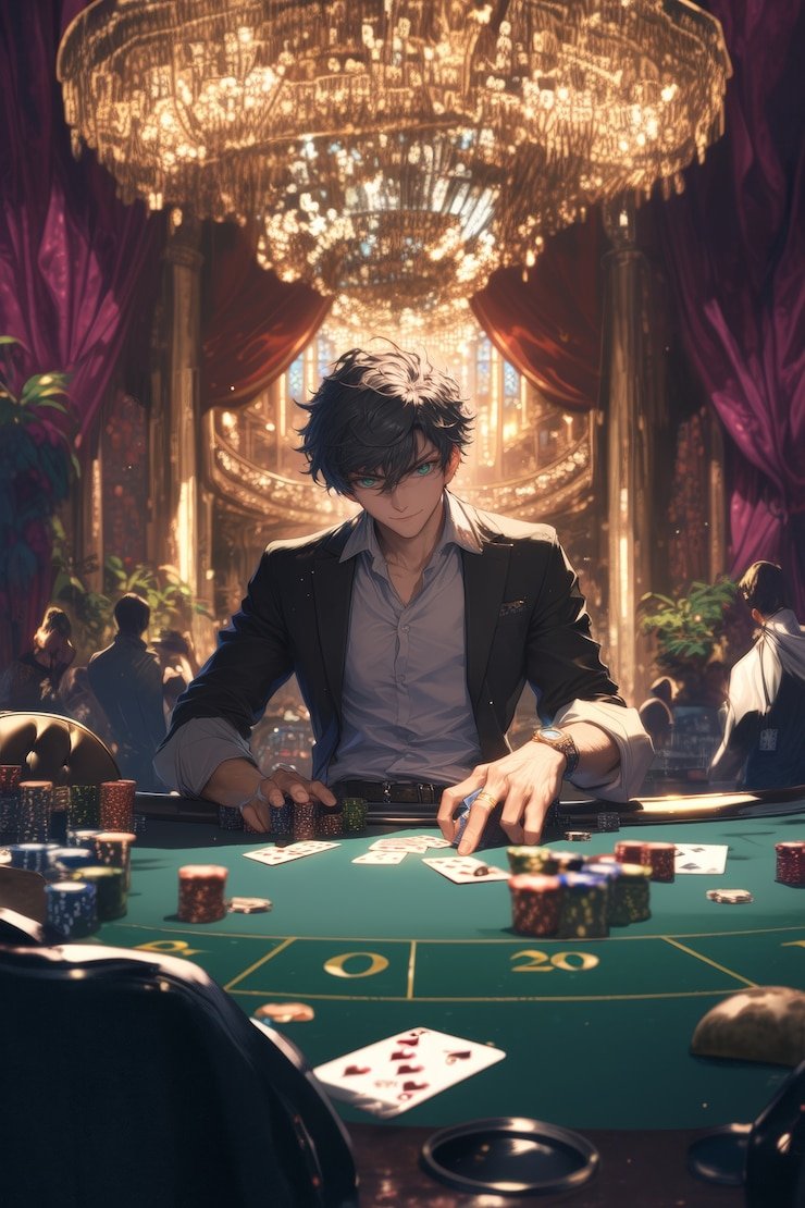 Dealer profesional musang78 dalam studio HD untuk Caribbean Stud Poker